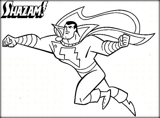 Flying Shazam Superhero Colouring Pages
